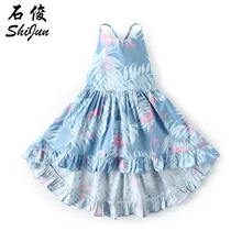 ins/асимметричное платье с цветочным принтом и оборками для маленьких девочек, детское праздничное платье-пачка принцессы на бретельках с открытой спиной, 1,1 кг#52
