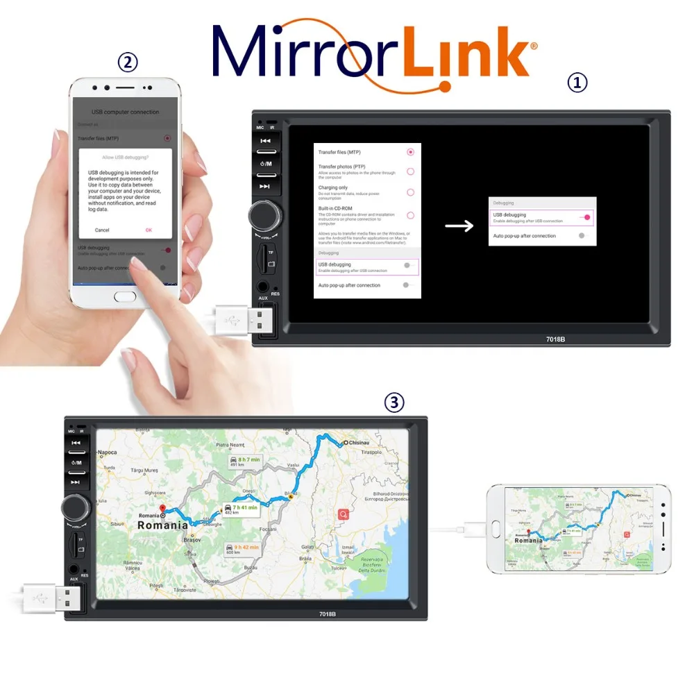 2 Din reproductor Multimedia DIN radio de coche con cámara trasera General 7 \