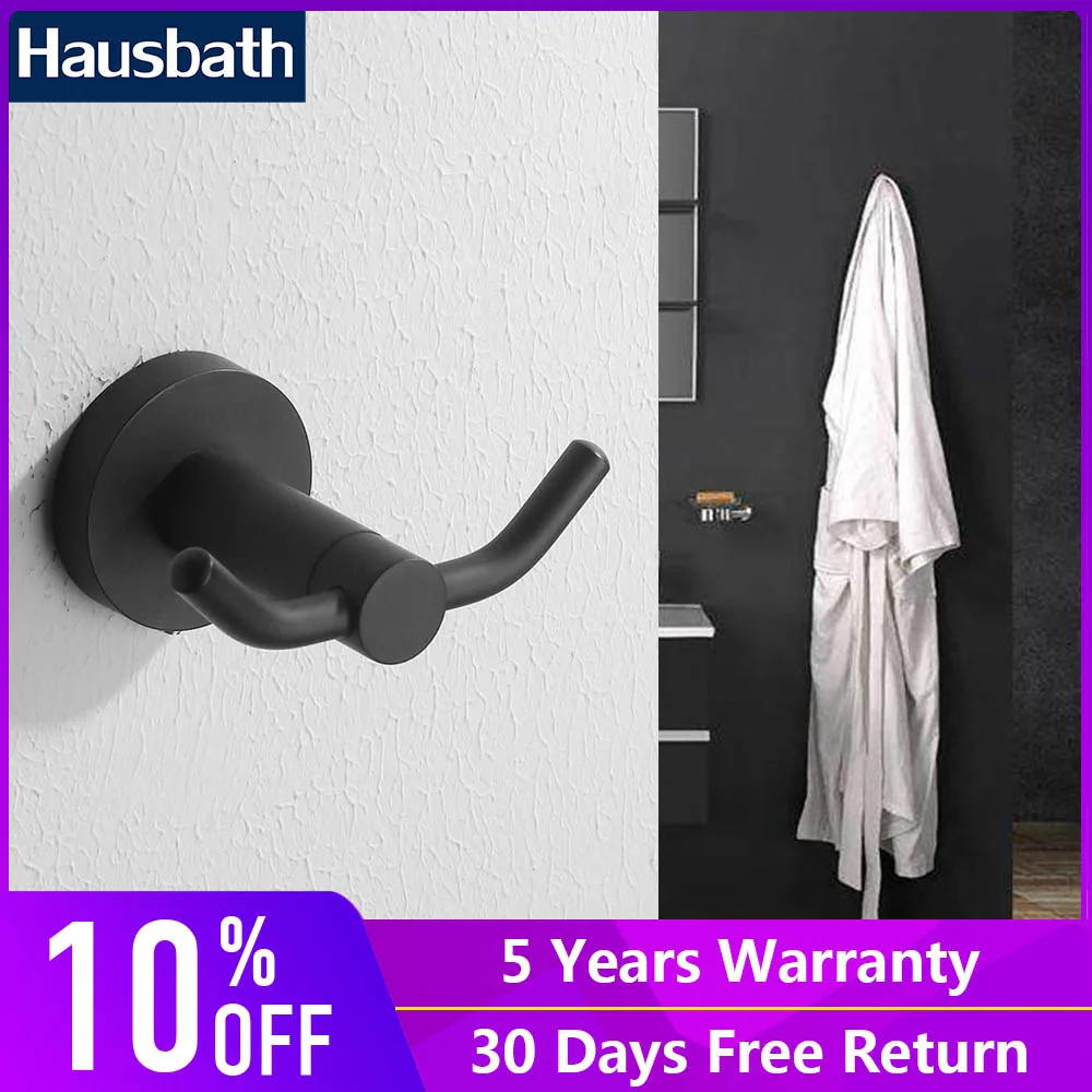 Wall Robe Hook Black Surface Stainless Steel Chrome Brushed Towel Hook