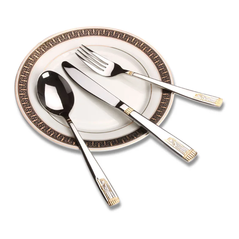 

3pcs Stainless Steel Flatware Set Plated Cutlery Dinnerware Set Tableware (1pc Dinner Knife +1pc Dinner Fork +1pc Dinner Spoon)