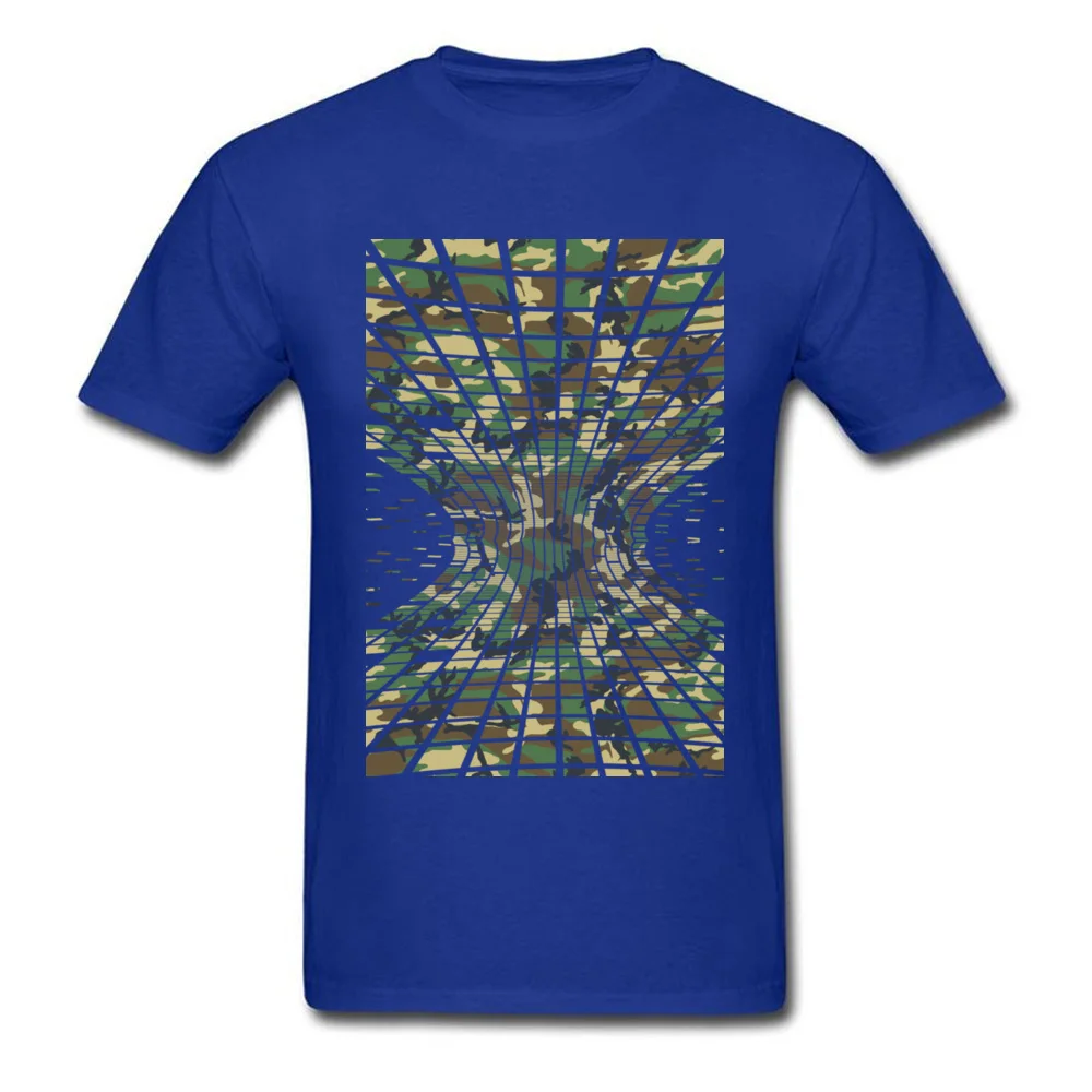 Faddish Tiled Warped Camo Birthday T-shirts Crew Neck 100% Cotton Men Tees Short Sleeve Fall Birthday Tee-Shirt Tiled Warped Camo blue