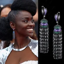 GODKI Весенняя коллекция 66 мм Роскошные Длинные серьги с кисточками для женщин Свадебные с кубическим цирконом CZ свадебные вечерние серьги для помолвки