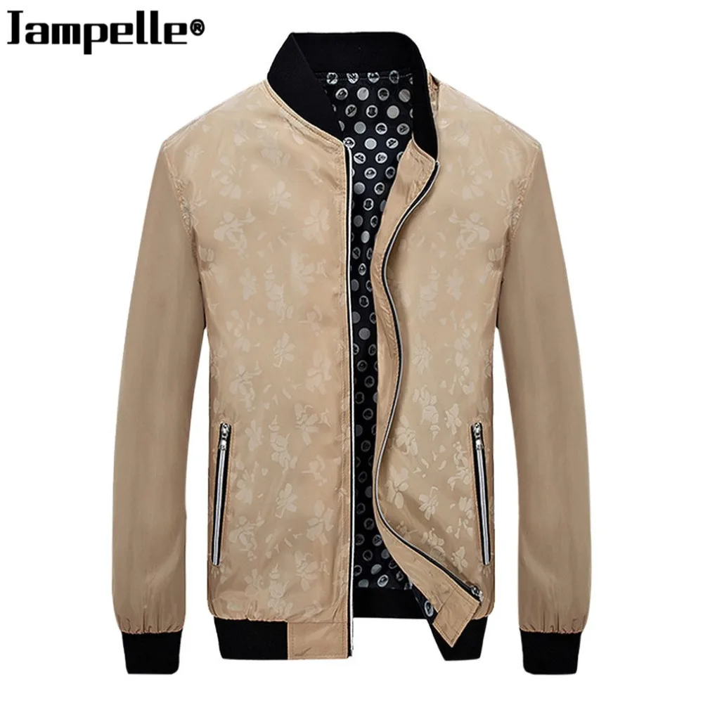 Beste Jampelle Mannen Lente Casual Jassen Stand Kraag Slim Fit Dark bloem Gedrukt Jongen Bomberjack 2018 Nieuwe Aankomst Jas M XXXXL