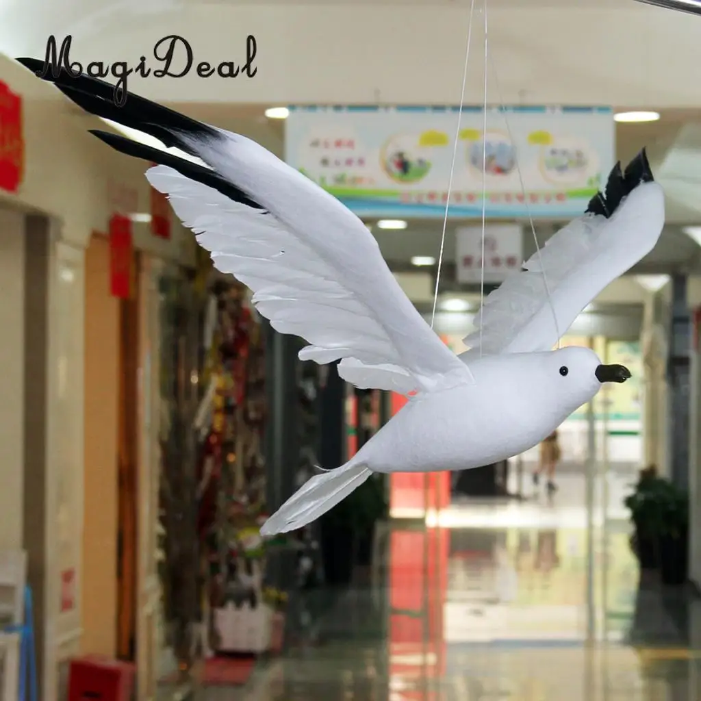 Wall Hanging Decor Feathered Foam Seagull Birds Wall Sculpture Tree Decor Ornament Figurines Miniatures Statue Craft