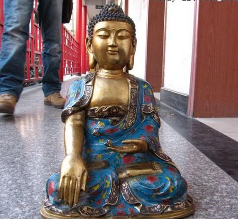 

shitou 001291 Tibet Buddhism Temple Copper Bronze cloisonne Sakyamuni Tathagata Buddha Statue