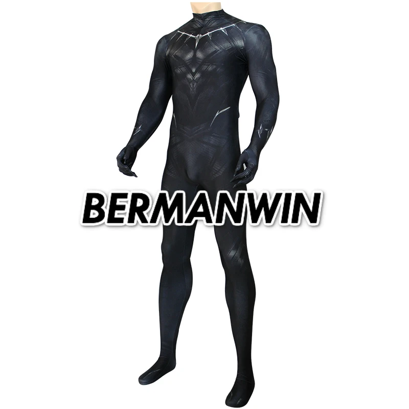BERMANWIN, высокое качество, Черная пантера, косплей костюм, Супергерой, Черная пантера, костюм, лайкра, для взрослых, для мужчин, Хэллоуин, косплей, костюм