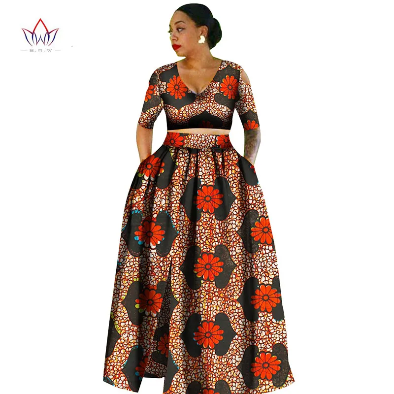 Женская африканская традиция 2 шт. плюс размер Африка одежда модный дизайн африканская Дашики восковые принты для женщин одежда WY861