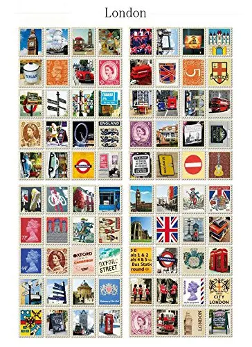 

80 pcs/set DIY Vintage Retro Stamp Stickers London Sticky Scrapbooking Paper Kids Gift