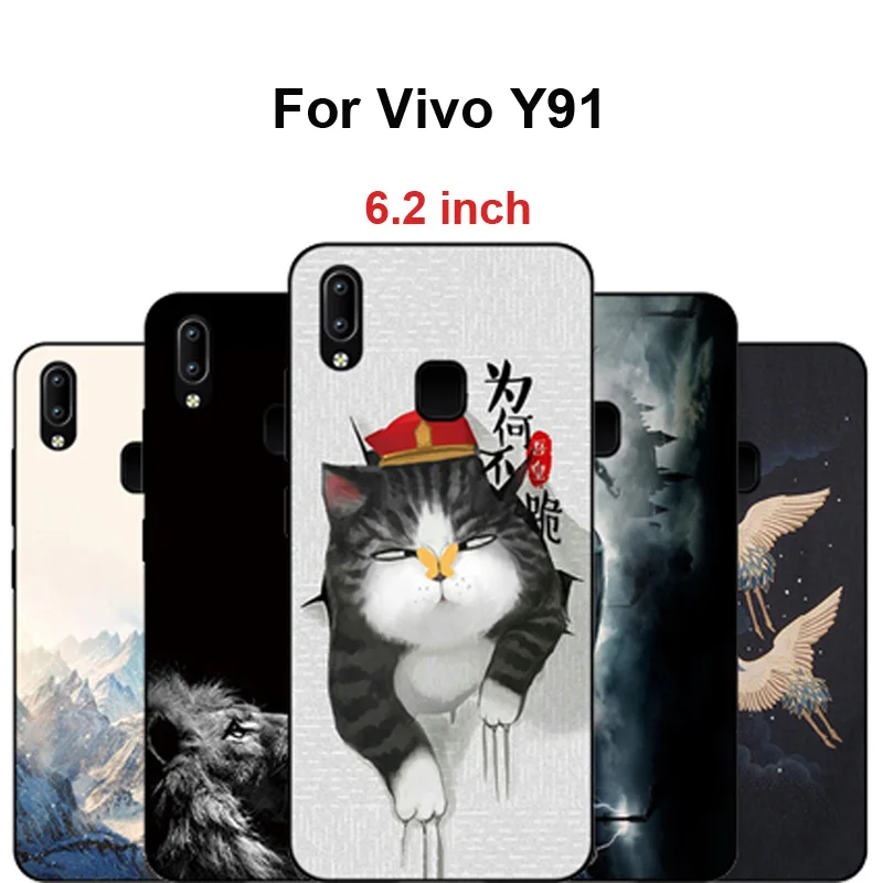 

Fashion Soft Silicon Phone Case For Vivo Y91 Case Painted cartoon Clear Cover For Vivo Y91 Y 91 6.2 inch Phone shell cases