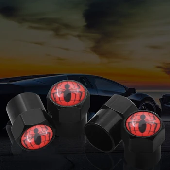 

4pcs Black Metal Car Wheel Tire ValveCap Cover Air Cap Case Spider logo Emblem For ABATTH Alfa Romeo Car Accessories Style