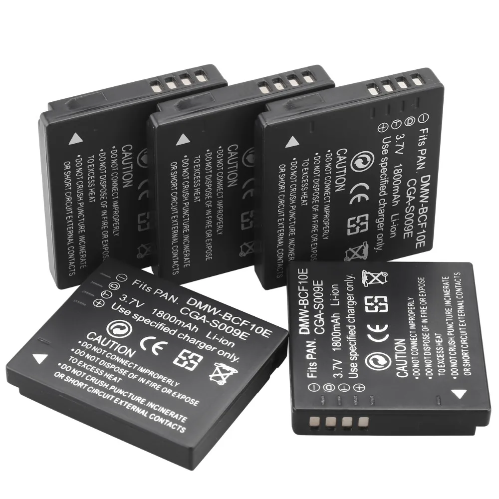 

5x Probty CGA-S009E CGA S009E Camera Batteries for Panasonic DMC-FC25 DMC-FX500 FX580 DMC-TS1 DMC-FT1 FS7 FH20 FS15 FS25 FX68