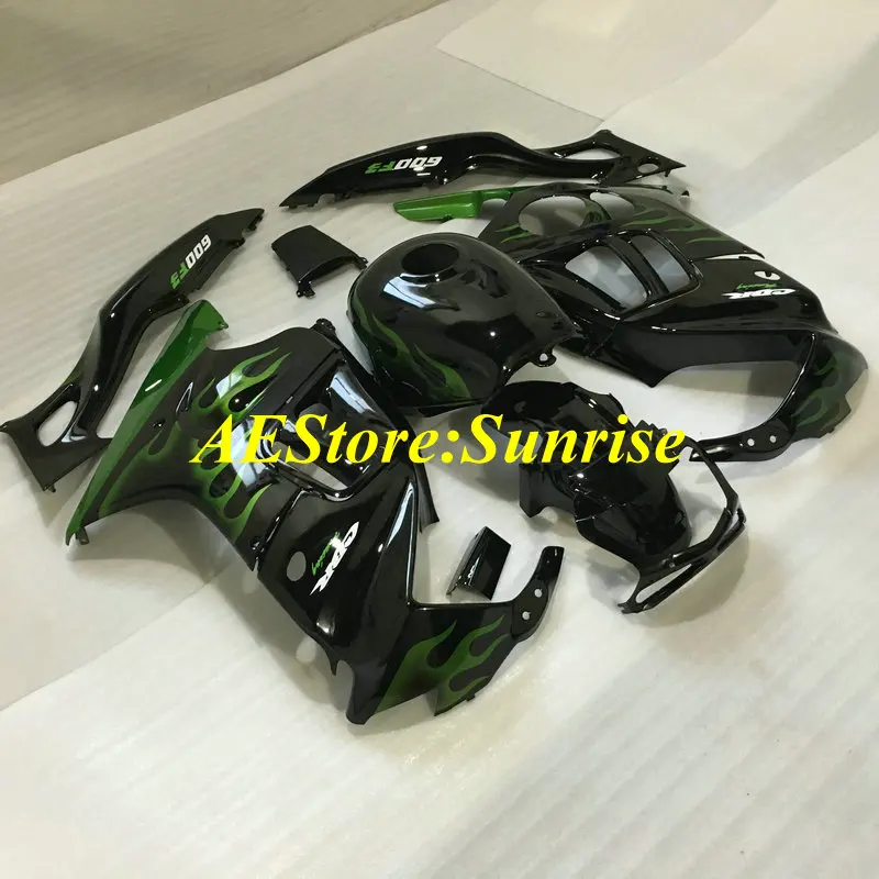 ABS обтекатель комплект для HONDA CBR600F3 97 98 CBR600 F3 CBR 600F3 1997 1998 600 зеленое пламя черное