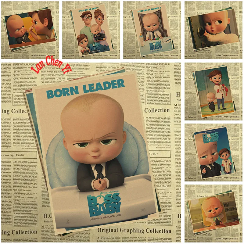 

Adventure Comedy Animation Boss Baby Kraft Paper Poster Office Gift Room Dining Home Decor wall sticker Design