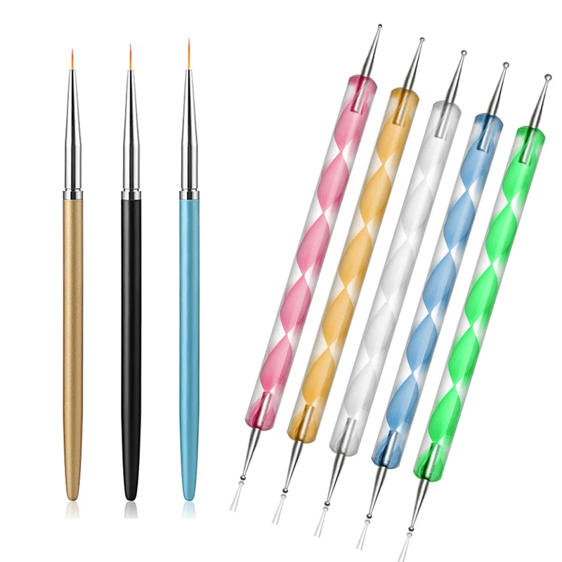 

Pandahall 5pcs Nail Art Dotting Tools and 3pcs Detailed Drawing Painting Brushes Set