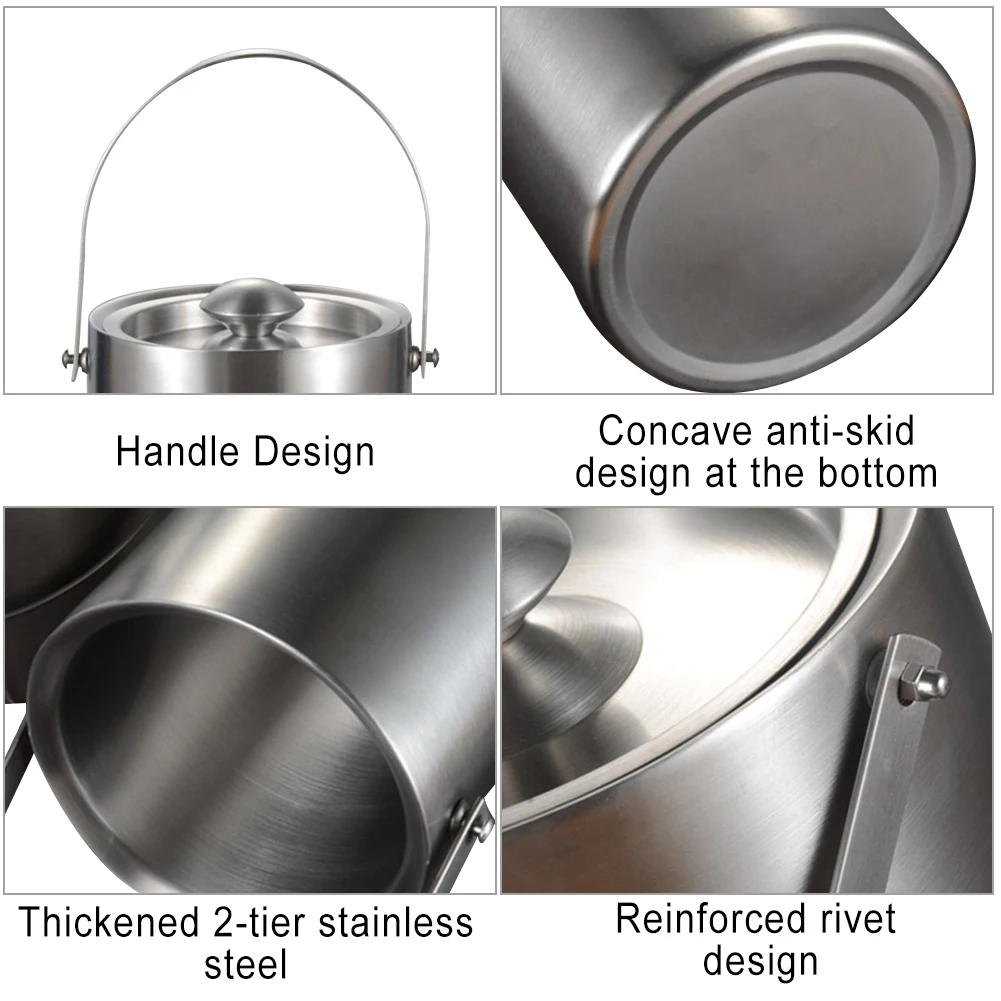 1 шт. 2L/3L изоляция из нержавеющей стали Двухслойное ведро для льда вино холодное бочонок вина посуда ведра для льда с крышкой и портативной ручкой