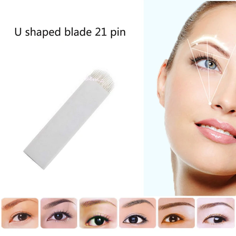 21U Microblading перманентные иглы для макияжа 3D вышивка стерилизованная нержавеющая сталь для бровей губ вышивка Microblading кран игольчатый для дефлегматоров мезотерапия с иголками пакеты для стерилизации грипсы