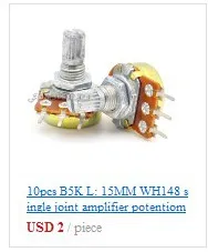 10 шт. B100K L: 15 мм+ винты WH148 двойной потенциометр