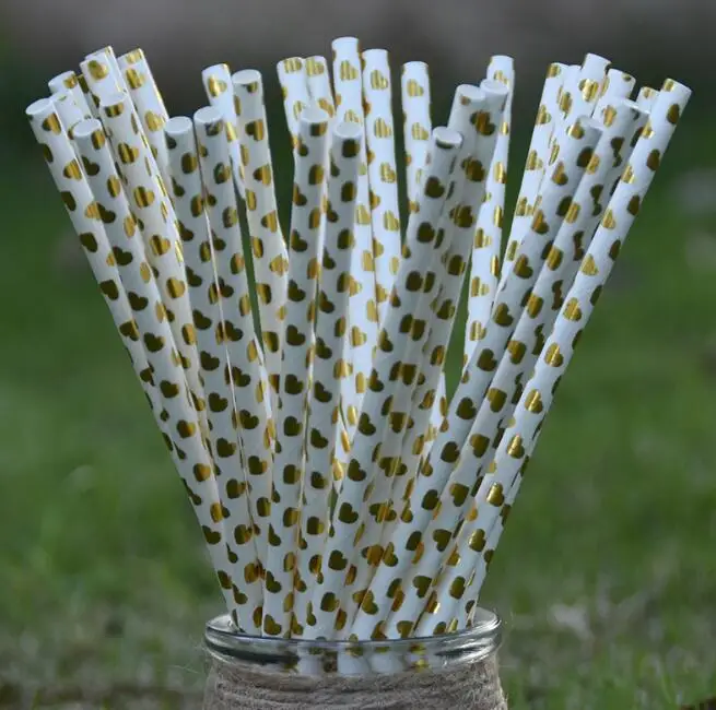 25Pcs Disposable Striped Color Bronzing Gold Silver Creative Wedding Supplies Birthday Event Party Decorating Beverage Paper Str
