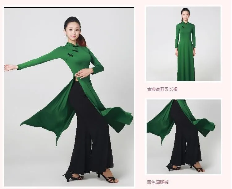 women improved long cheongsam Chinese classical dance costumes customize long sleeves lady Vietnam Robes traditional aodai