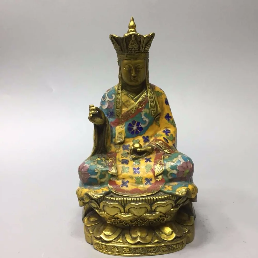 

Collection Chinese Bronze Cloisonne Ksitigarbha statue,Home/office desk decoration Dizang Bodhisattva sculpture Metal crafts
