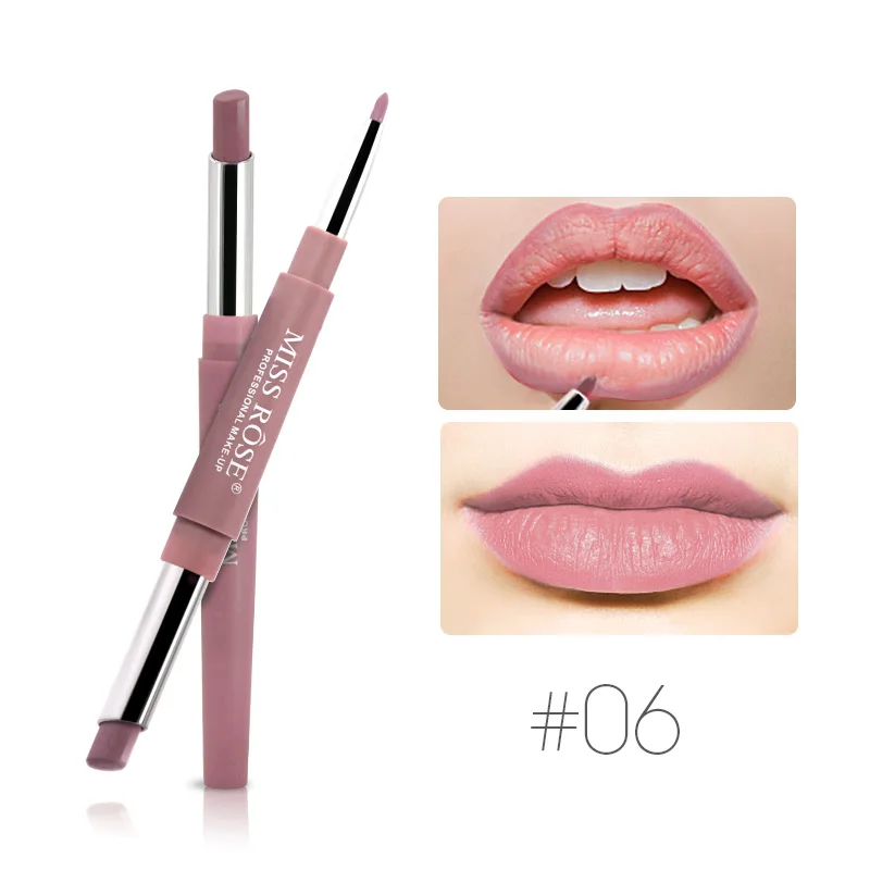 

MISS ROSE Brand Lip Stick Color Cosmetics Wateproof Double Ended Long Lasting Nude Red Matte Lipstick Velvet Lipstick Pencil