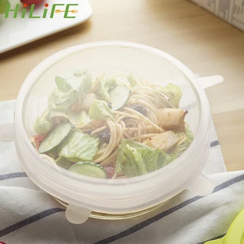 

HILIFE 6 Pcs/set Silicone Transparent Gadgets Kitchen Tools Pan Cover Cooking Tools Stretch Lid Cover