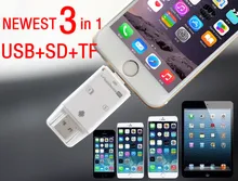 3in1 Micro USB Reader for SD SDHC TF MicroSD Card For iPad Pro Air Mini iPhone 6 6S Plus 5 5S Samsung HTC LG OTG Android Phones