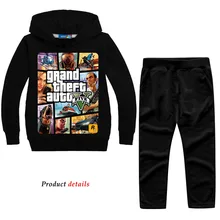 Z& Y 2-14Years Grand Theft Auto Gta 5 Костюмы комплект толстовка с капюшоном и штаны, комплект с рисунком одежда для маленьких мальчиков, детский спортивный костюм, спортивный костюм для мальчиков, верхняя одежда