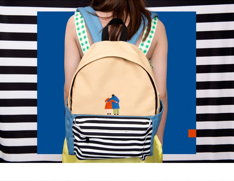Yizidore дизайн для женщин Повседневное Холст Рюкзаки школьная сумка для подростков вышивка с ангелом полосы печати унисекс
