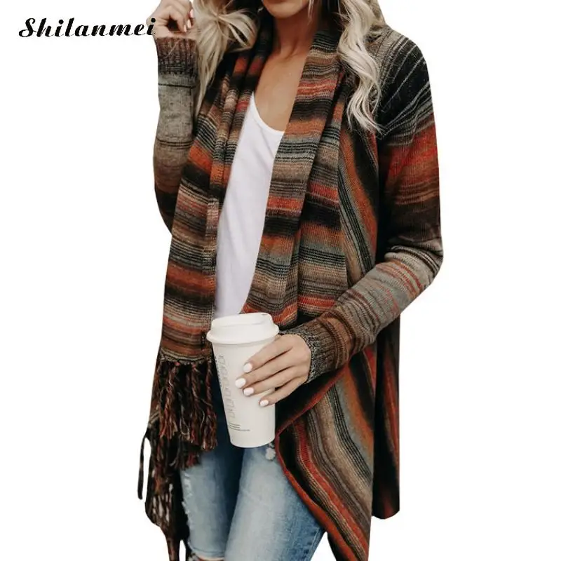 

Spring And Autumn Fashion Pull Pullover Cardigan Womens Ponchoes Capes Sweater Sleeve Casual Cape Tassel Sweaters Pullovers Tops