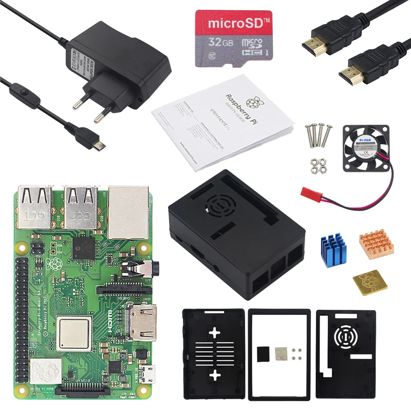 Raspberry Pi 3 Model B Plus+ ABS чехол Корпус+ вентилятор/3,5 дюймовый сенсорный экран ЖК-дисплей+ Питание адаптер для Raspberry Pi 3B плюс