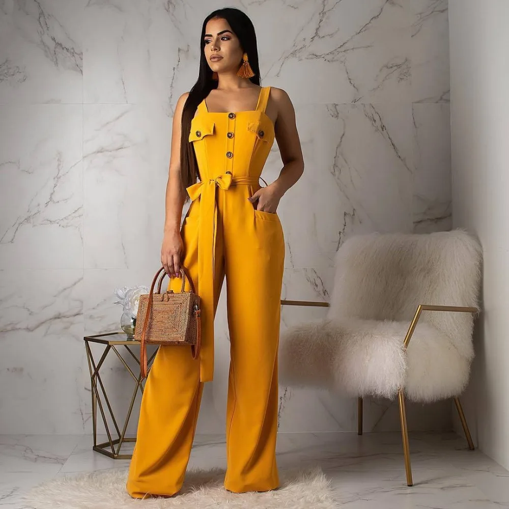 

New Women Outfits Button Patchwork Women Bib Jumpsuits Casual Women Bodysuits