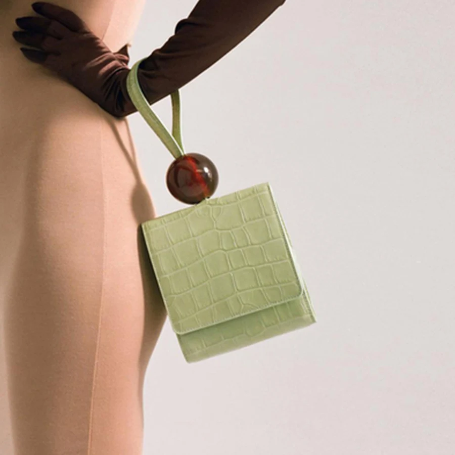 Роскошные сумки с узором «крокодиловая кожа», женские дизайнерские сумки с акриловыми шариками, маленькая сумка с клапаном, повседневный клатч, кошелек, женская сумка-мессенджер на плечо Ba