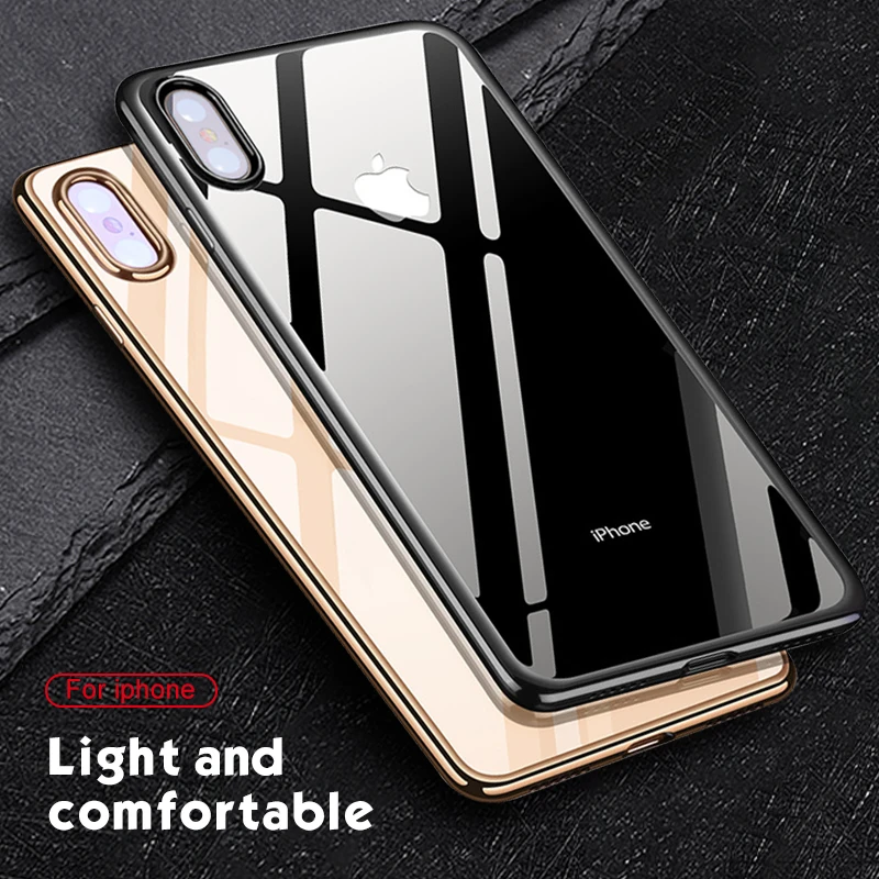 Clear Plating TPU Case For iPhone XS Max XR X 6S 7 8 Plus Ultra Thin Transparent Clear Soft Silicone Protector Back Cover Fundas Clear Plating TPU Case For iPhone XS Max XR X 6S 7 8 Plus Ultra Thin Transparent Clear Soft Silicone Protector Back Cover Fundas