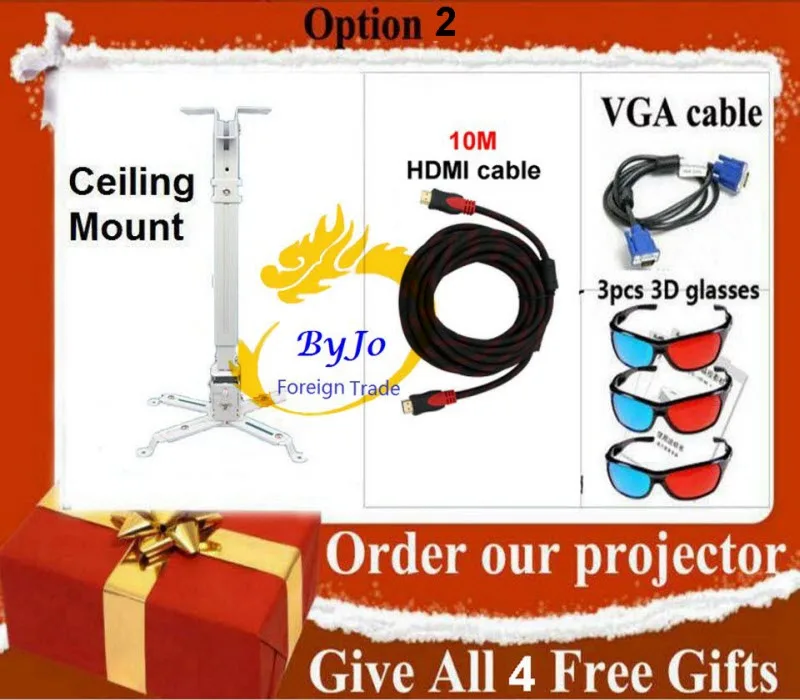 ViEYiNG LED projector HD Optional Ceiling mount Screen Curtain Landing bracket Home theater projector Proyector Pk led96 led86