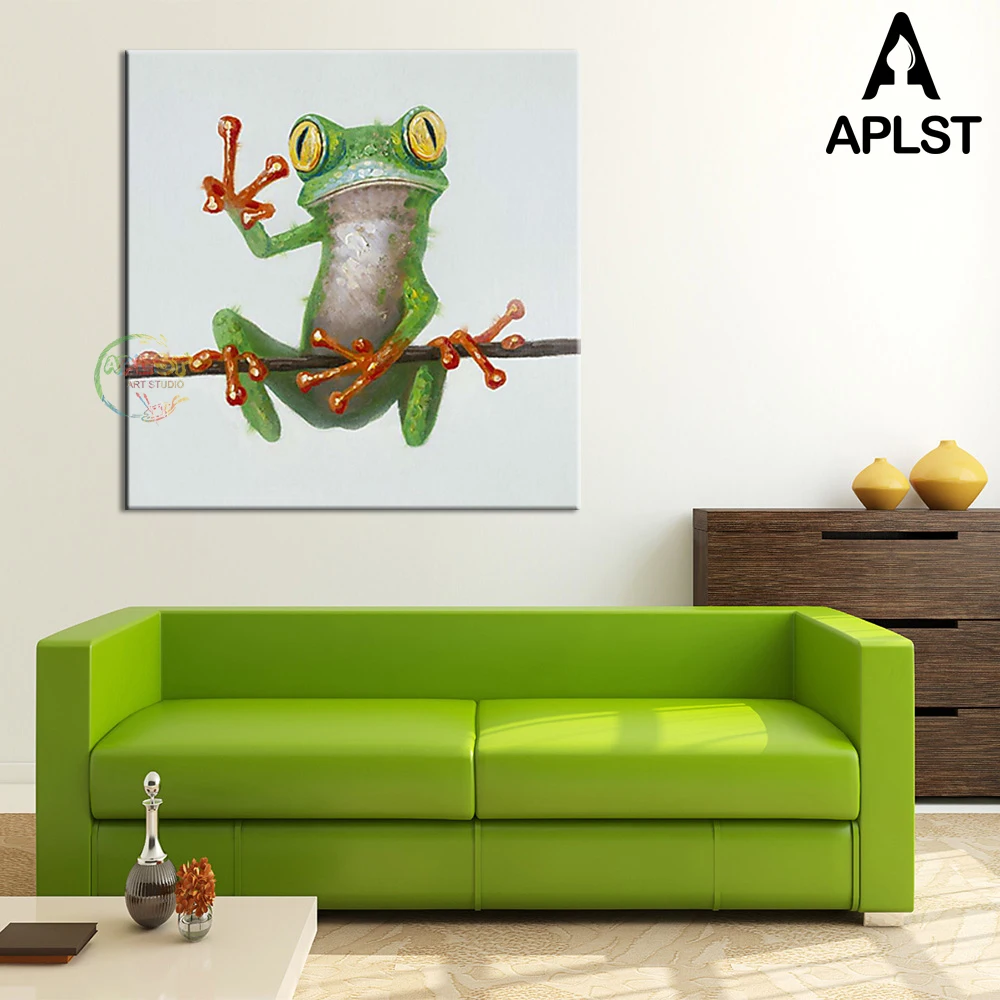 

Funny Frog Taking Picture Pose Oil Painting Canvas Art ,Modern Cartoon Animal Acrylic Fabric Art Wall Mural Picture (No Frame)
