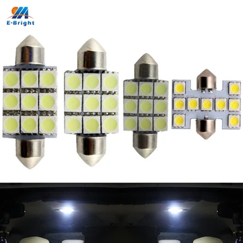 

YM E-Bright 100 PCS C5W White 5050 9 LED 31mm 36mm 39mm 41mm Festoon Dome LED Light Bulbs 9 SMD Interior Idicator Lamp 12V