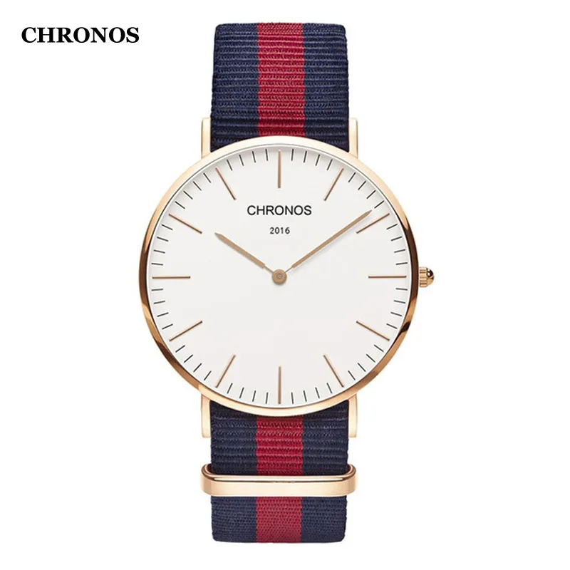 CHRONOS Men's Watches Fashion Nylon Strap Quartz Wristwatch Casual Women Watches Male Clock Relogio Masculino