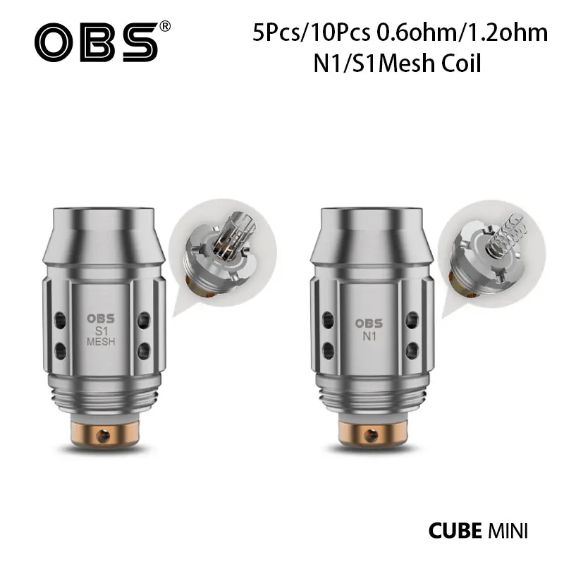 

5Pcs/10Pcs Original OBS S1 Mesh 0.6ohm/N1 Coil 1.2ohm Replacement Coil Head Fit E-Cig OBS Cube Mini Tank Atomizer