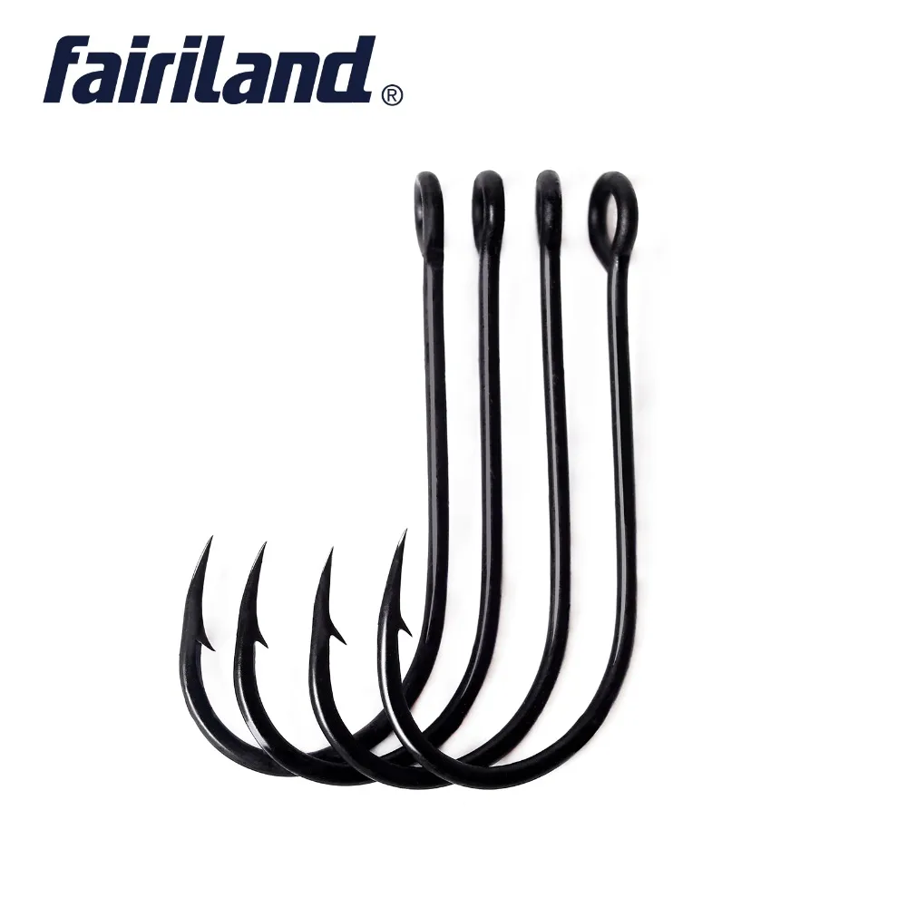 

10pcs Worm Spinner Blade Fishing Hooks black Teflon coated 2# 4# 6# 8# 10# sharp point round bend barbed walleyes fishing hooks