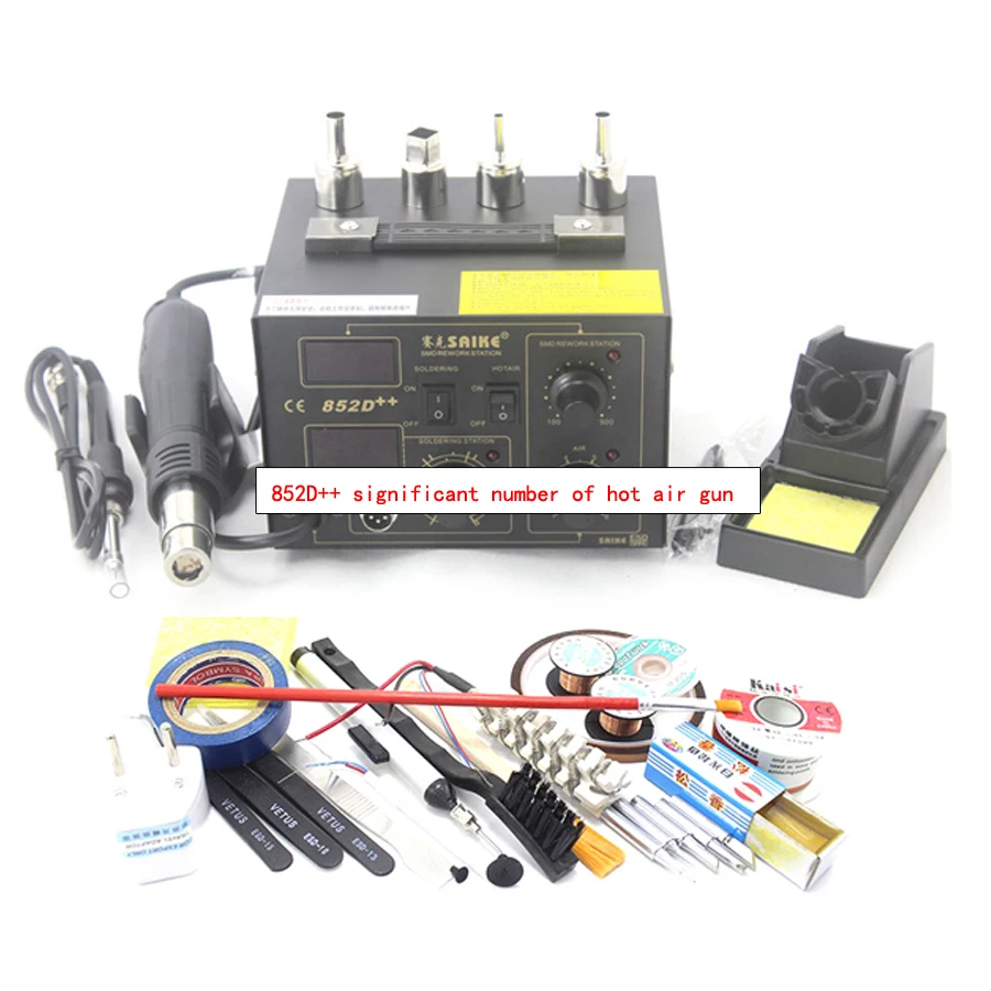 

1pc Hot Air Desoldering Station Hot Air Rework Soldering Station 220V/100V 700W Hot Air Gun Soldering, 852D++
