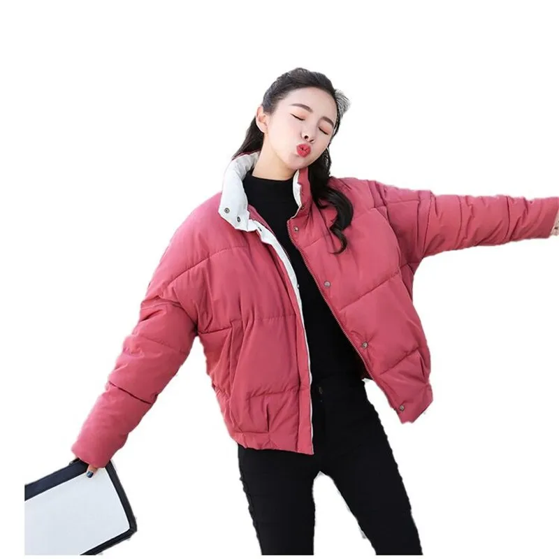 Stand Women Jacket Sha black Breasted Basic H154 Outerwear Solid rhodo Winter Short Coat Parkas New red Female Buttons Hong duo Beige 2018 Inverno Collar Casaco qx05wp8g8