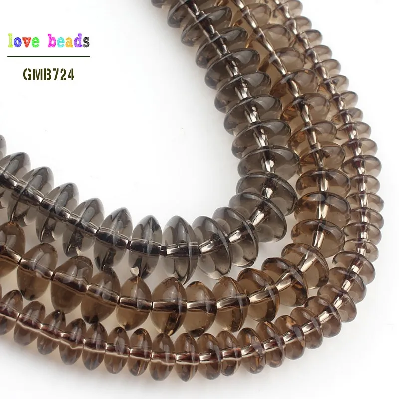 6/8/10mm Smoky Quartzs Rondelle Spacer Beads for Jewelry Making DIY Beaded Bracelet Strand 15'' Glass Beads