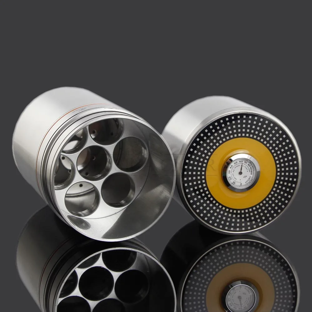 Metal Jar Cigar Tube Travel Portable Cigar Humidor 7 Tubes Cigars Case