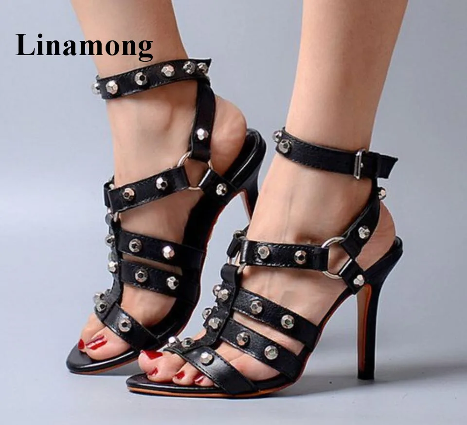 black two strap heels
