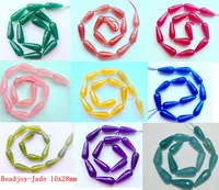 Длинные граненый смешанный Цвет Jad e бисера 10x28 мм Гранёные с одной и плоские с другой стороны, Каплевидная форма полу камень ювелирные изделия Beads16 
