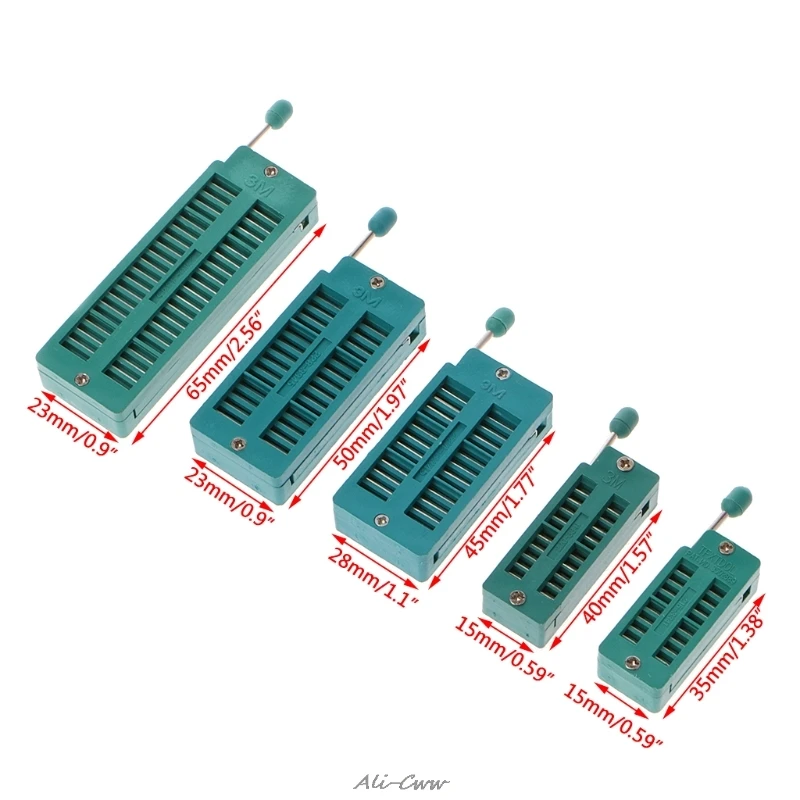 

16 20 24 28 40 P Pin 2.54MM Green DIP Test Universal ZIF IC Socket Welding Type
