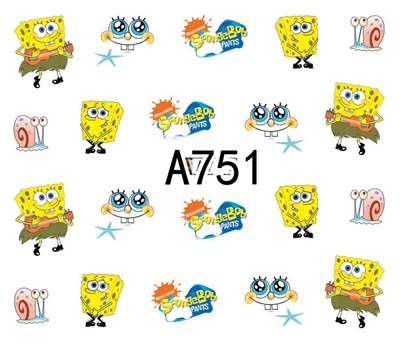 

Nail Art Sticker Water Decals Cartoon SpongeBob Design Decoration Manicure Nails Slider Stickers Foil Wraps Pegatinas Polishing