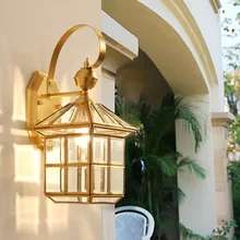 Американский стиль светодиодный водонепроницаемый медный свет винтажный открытый настенный светильник наружный настенный светильник поверхностный настенный садовый светильник