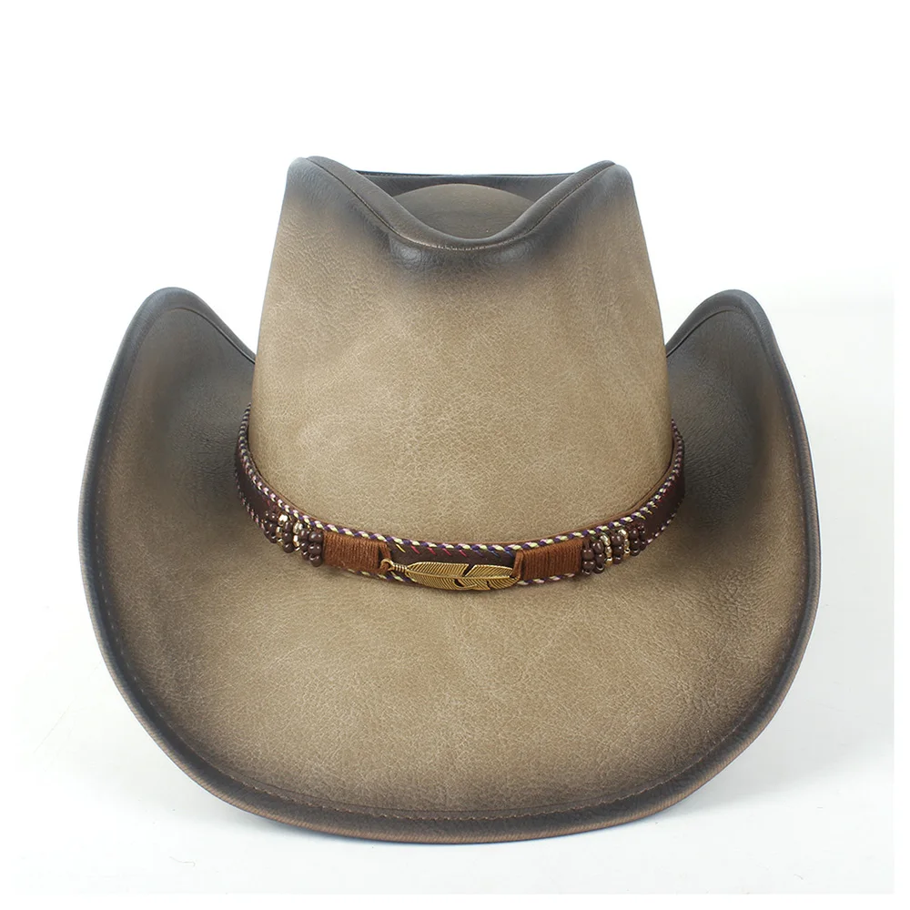 Мужская и Женская Ковбойская кожаная шляпа Sombrero Hombre модная в западном стиле
